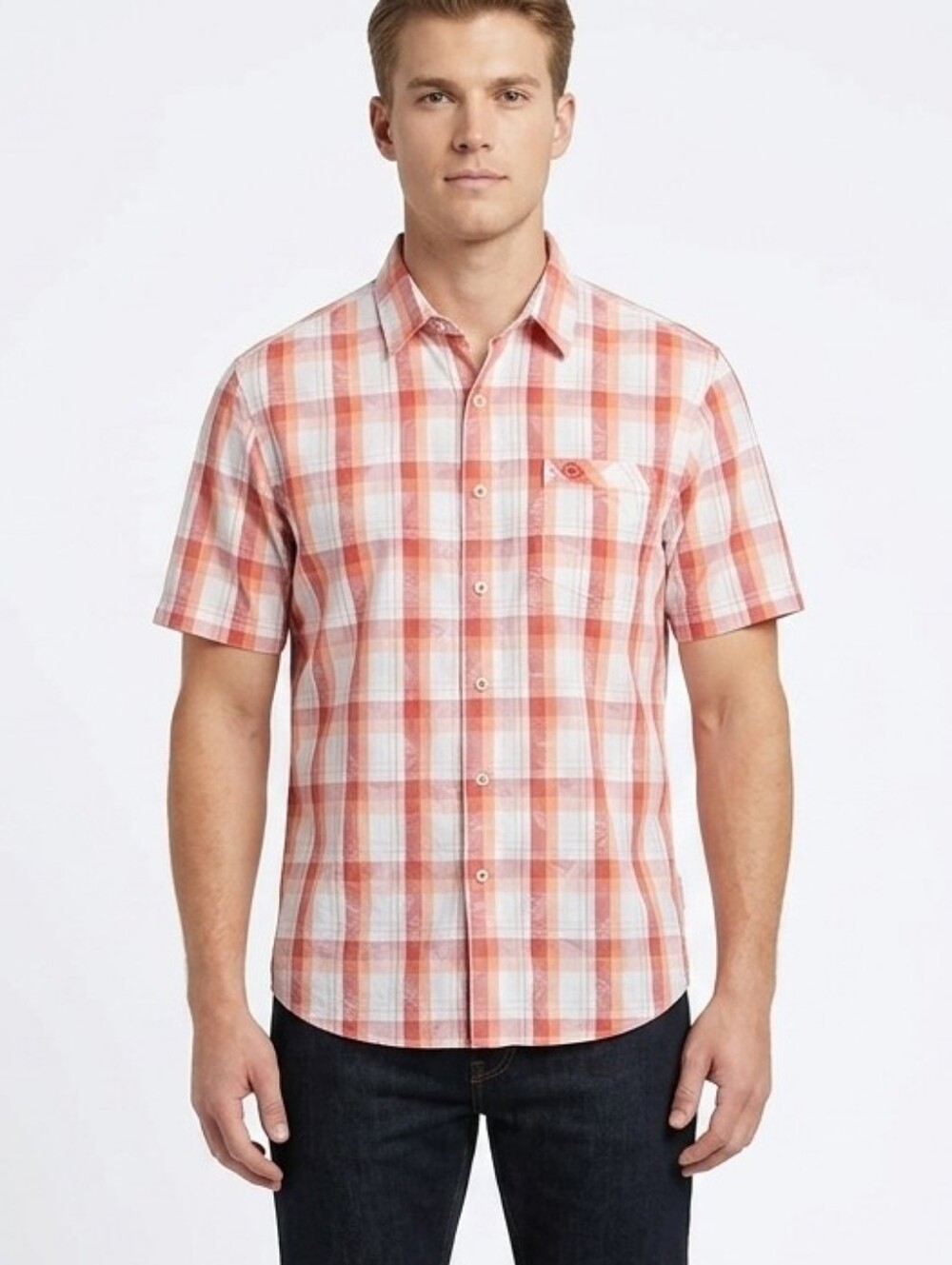 Quiksilver Edition Men Large Plaid Short Sleeve Cotton Button Up Camp Shirt